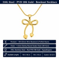 Collier Pendentif Nœud en Acier Inoxydable Plaqué Or 18K, Étanche et Inaltérable, Meilleure Vente 2026, Prêt à l'Expédition en Gros