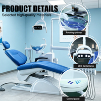 Sillón Dental Médico Estándar Europeo con Reposacabezas Ajustable y Lámpara LED, Unidad Completa de Tratamiento Dental para Hospitales Dentales