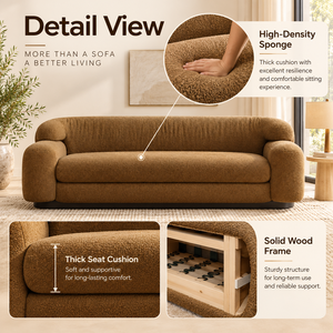 Modern 3 Seater Fabric <b>Sofa</b> with Solid <b>Wood</b> <b>Frame</b> High Density Foam Cushions Comfortable Upholstered Couch for Living Room - Product Image 4