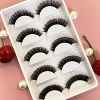 Long 3D Moelleux Faux Vison À La Main Dramatique Faux Cils Pack Épais Volume Doux Bande Faux Cils 5 Paires Cils Plateau