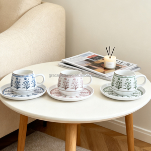 <span class=keywords><strong>ราคา</strong></span>ขายส่งจากโรงงาน ชุดถ้วยกาแฟพร้อมจานรองลายดอกไม้ ยี่ห้อ GRACE รุ่น YDY-C603 ทำจากพอร์ซเลนสีขาว คุณภาพดี เป็นมิตรต่อสิ่งแวดล้อม - Product Image 1