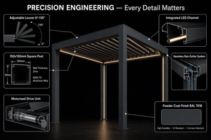 3x4m Electric Louver Pergola Aluminum Gazebo Remote Control Sun Shade Waterproof Outdoor Pavilion for Swimming <strong>Pool</strong> Garden - Product Image 4