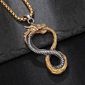 Colgante Retro Majestic Vikingo con Dragón de Ocho Caracteres, Accesorios de Acero Inoxidable Europeos y Americanos, Venta al por Mayor, para Hombre y Mujer - Product Image 2