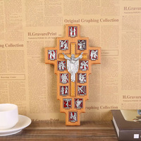 Pendentif croix de Jésus à suspendre au mur, ornement de salon, décoration murale artisanale en bois, cadeaux catholiques