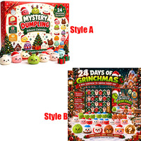 Jouets anti-stress mini-dumplings en TPR de qualité alimentaire, calendrier de l'Avent de Noël, boîte surprise, cadeaux sensoriels moelleux pour filles et garçons