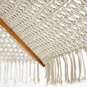 Sombrilla de Playa Bohemia Clásica de Macramé con Cuerda de Algodón, Poste de Madera, Borlas Hechas a Mano y Flecos - Product Image 4
