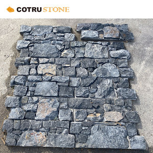 Panel de revestimiento de pared de malla de piedra caliza negra tradicional de China Azulejos de <span class=keywords><strong>fachada</strong></span> <span class=keywords><strong>exterior</strong></span> Azulejos de piedra suelta de pared dividida - Product Image 1