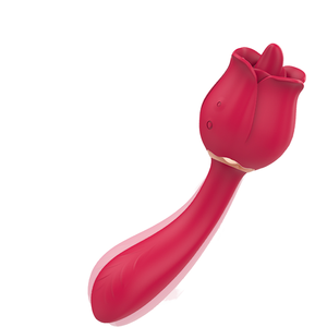 2-in-1 Rose Tongue <b>Vibrator</b> with 9 Frequencies IPX7 Waterproof & USB Charging-G-Spot Clitoral Stimulator for Female Masturbation - Product Image 1