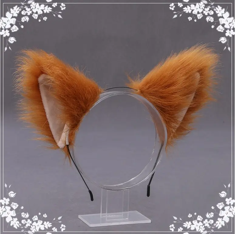 かわいい猫キツネの毛皮の耳のヘアフープ夜のヘアバンドヘッドバンド猫の耳のヘアバンド女の子のアクセサリー耳のヘアバンド