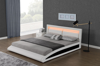 Willsoon Großhandel Europäisches Gebogenes Design Kunstleder Kingsize-Bett mit Smart-LED-Beleuchtung Maßgefertigtes Bett Modernes Queensize-Bettgestell