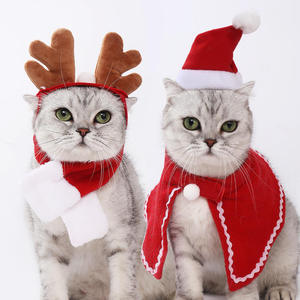 Pet Christmas Elastic Santa Hat with Scarf Collar <b>for</b> <b>Cats</b> Dogs Puppy Kitten and Small Animals - Product Image 3