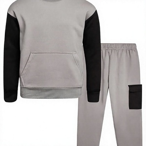 Conjunto Deportivo Informal de Dos Piezas para Hombre, Estilo Urbano, de Invierno, Transpirable, Ligero, de Algodón con Bloques de Color Personalizados, Cintura Elástica - Product Image 1