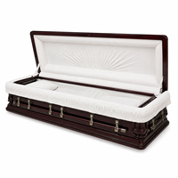Ataúd de MDF de Lujo con Acabado Brillante, Estilo Americano, de Madera de Caoba, Suministros Funerarios, Venta al por Mayor de Fábrica, Personalizado