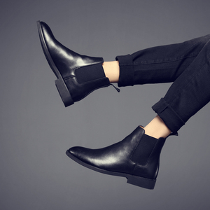 <span class=keywords><strong>Botas</strong></span> <span class=keywords><strong>Chelsea</strong></span> de Piel Negra para <span class=keywords><strong>Hombre</strong></span>, <span class=keywords><strong>Botas</strong></span> Clásicas de Estilo Británico, Venta al por Mayor OEM ODM Otoño Invierno - Product Image 3