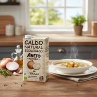 Caldo de Cebolla Orgánico Bajo en Sal, 6X1L, Hecho en España, Saludable, Nutritivo y Aromático, para Exportación, Buen Precio Final