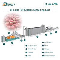 Machine extrudeuse de nourriture pour animaux de compagnie à double vis bicolore 100 kg/h, moteur en acier inoxydable, ligne de production de croquettes pour chats et chiens, CE ISO