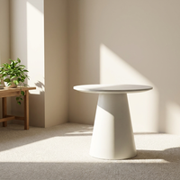 Table basse ronde moderne en micro-ciment, table à thé en MDF de qualité E2, table d'appoint minimaliste de style nordique pour salon