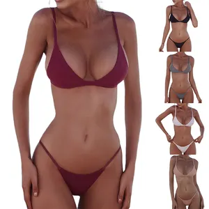 Hot Sale Damen Bade bekleidung Bikini Zweiteiliger Bikini Bandeau Bade bekleidung Damen Badeanzug Mini Micro Bikini Brasilien Plus Size Bade bekleidung