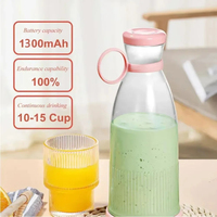 Groothandel op maat gemaakte mini glazen elektrische blender 420ml fruit- en groentesapcentrifuge beker voor buiten kamperen