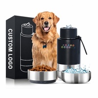 Bouteille d'eau portable pour chien avec bol, logo personnalisé, 34 oz, 3 en 1, sans BPA, en acier inoxydable, à double paroi, anti-fuite