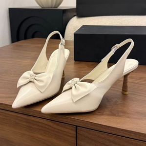 French-style girly bow-up headband <b>sandals</b>. Xiao Xiangfeng elegant wood-grain platform high-heeled shoes - Product Image 4
