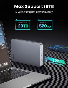 UGREEN Boîtier de disque dur externe SATA 3.5 pouces pour disque dur SATA SSD 2.5 pouces Aluminium USB C 3.1 Gen 2 High-Speed 6Gbps Case - Product Image 4
