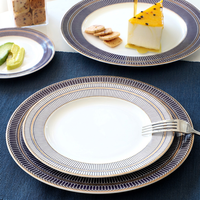 Service de vaisselle en porcelaine fine de Tangshan, assiettes rondes, ensemble d'assiettes à dîner pour la maison, l'hôtel, coffret cadeau