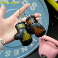 Porte-clés en cuir PU pour événements et souvenirs, avec logo personnalisé imprimé en usine, mini sac de frappe 3D et gants de boxe, idéal pour la gym et le sport