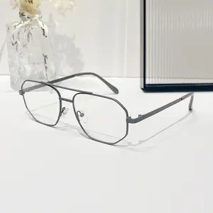 Wholesale Stainless Steel Reading Glasses Frame Vintage Square Anti Blue Light Glasses