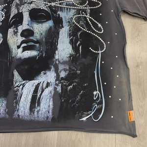 FIRST ROW Nuova T-shirt Trendy <span class=keywords><strong>di</strong></span> <span class=keywords><strong>Marca</strong></span> Americana con Stampa Diretta a Spruzzo Bianco Traspirante con Diamanti a Maniche Corte - Product Image 5