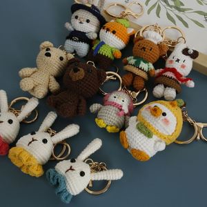 Cute Animal Series Crochet Keychain Handmade Crochet Bear Rabbit Fox Doll Keychain Small Keyring for Bag Pendant Gift - Product Image 3