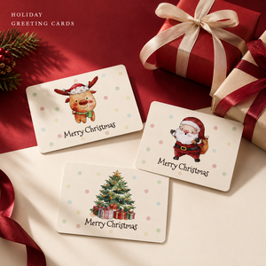 Simpatiche Cartoline Natalizie Assortite in Stile Acquerello, Biglietti Illustrati Festivi con Disegni di Albero di Natale, Campana e Uccelli per <span class=keywords><strong>Auguri</strong></span> Festivi - Product Image 2