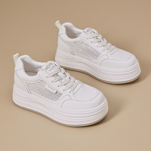 Baskets basses respirantes en maille blanche pour femmes, nouvelle collection été 2026, à plateforme et semelles épaisses, chaussures décontractées polyvalentes - Product Image 5