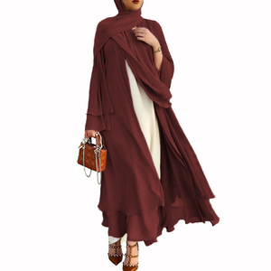 Zifeng OEM Árabe Dubái Modesto <span class=keywords><strong>Bebe</strong></span> Niña Eid Elegante Vestido Cardigan Liso de <span class=keywords><strong>Gasa</strong></span> Transpirable Poliéster Abaya CE - Product Image 3