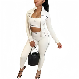 Nuovo Set Fitness AIL da Donna: Giacca a Tre Pezzi con Zip, Gilet e Leggings a Contrasto, Maniche Lunghe, per Yoga e Dimagrimento - Product Image 4