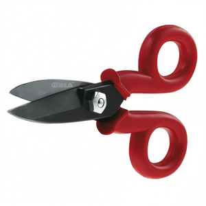 Tijeras de electricista con mangos rojos y cuchillas negras para un corte preciso - Product Image 2