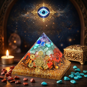 Pirámide de Resina Epoxi con Cristal Natural de 65cm, Adorno de Escritorio para Chakra, Yoga y Meditación, Estilo Europeo Americano, Origen China, Color - Product Image 1