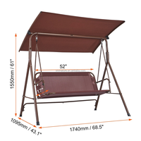 Balançoire extérieure de hamac de patio de planeur convertissant le lit plat avec l'auvent réglable