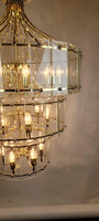 Lustre en verre à 3 niveaux de style Mid-Century Modern, grand luminaire suspendu en forme de tour pour club, escalier, salon, salle à manger, villa, décoration