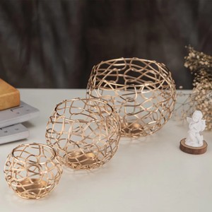 Portavelas Decorativos de Metal para Mesa, Portavelas Geométricos de Alambre para Velas Votivas y Tealight - Product Image 6