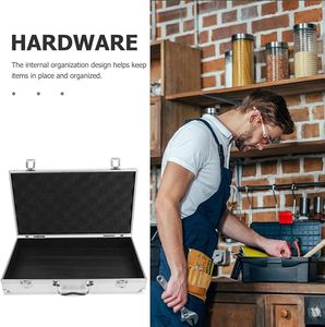 Maletín portátil de aluminio plateado para estuche rígido Cerradura de espuma personalizable OEM ODM EVA Estuche de herramientas para hombres Mujeres Viajeros Artesano - Product Image 2