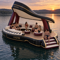 Île flottante gonflable de luxe avec auvent amovible et comptoir de bar pour hôtel de plage, marina et piscine