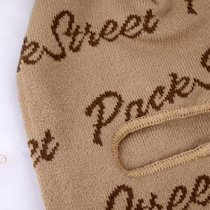 Designer Winter Outdoor Khaki Voll gesicht Jacquard Logo Ein Loch Strick Sturmhaube 1 Loch Custom Ski Maske - Product Image 3