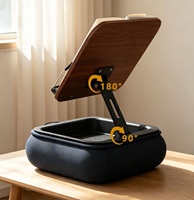 Support de lecture en bois pour livres et tablettes, réglable et pliable, pour bureau et ordinateur portable, avec rangement intégré et fonction coussin de lecture