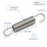 Ressort hélicoïdal de tension en acier inoxydable sur mesure, à droite, pour usage industriel, mécanisme de réinitialisation, amortissement de meubles