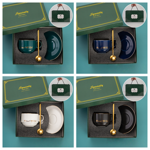 Ensemble cadeau de tasses à café de luxe personnalisées avec poignée dorée, soucoupe et cuillère, boîte d'emballage avec logo personnalisé <span class=keywords><strong>pour</strong></span> les cadeaux d'affaires - Product Image 4