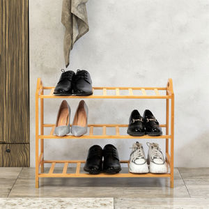 رفوف أحذية خشبية من الخيزران حديثة من 3 طبقات من مصنع ZB BSCI أرفف منظمة لتخزين أحذية الفنادق حامل شبشب - Product Image 6