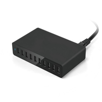 Chargeur USB rapide de bureau familial 60W 10 ports, alimentation murale multi-ports USB intelligents pour iPhone/iPad/Galaxy S23