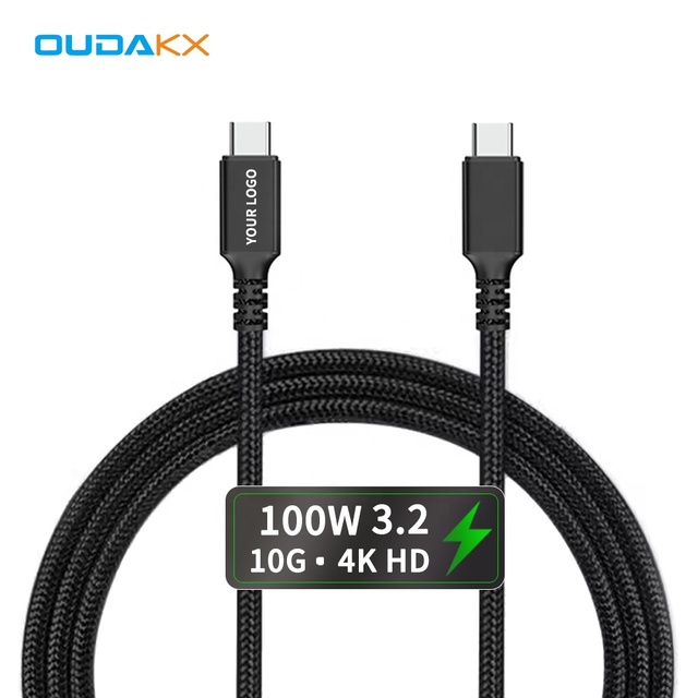 USB 3.1 Gen 2 Fast Charging 0.5M Data Cables Nylon Braided 100W USB C to C Aluminium Car Charger Cable Compatible With 4K 60Hz