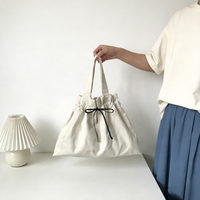 Tas Belanja Kanvas Ramah Lingkungan dari Katun Alami,  Tas Jinjing  Reusable  dengan Cetak Kustom,  Tas Serut  Grosir  dengan Desain Personal